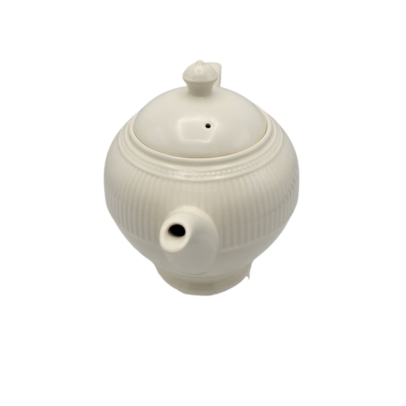 Vintage Windsor Teapot by Wedgwood England Porcelain Embossed Ribs & Dots Cream - Picture 4 of 12